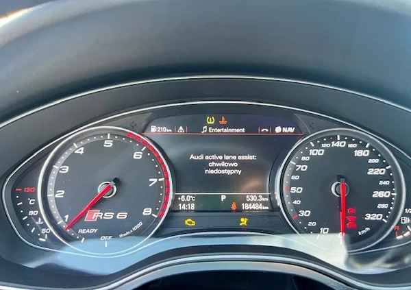 Audi RS6 cena 166900 przebieg: 184484, rok produkcji 2018 z Chocz małe 277